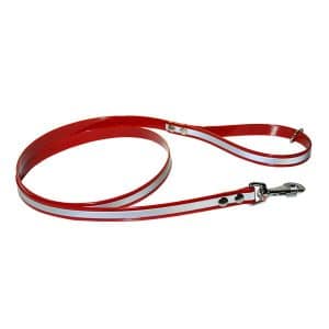 reflexné vodítko vyrobené z materiálu biothane dĺžka 150cm hrúbka 19mm červené VVS SK s.r.o.